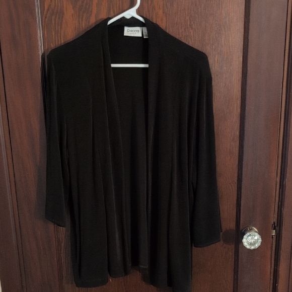 Chico's Travelers Dark Chocolate Brown Long Sleeve Open Cardigan Size XL - Picture 1 of 4